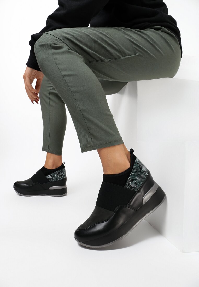 Czarno-Zielone Sneakersy Mapeloris
