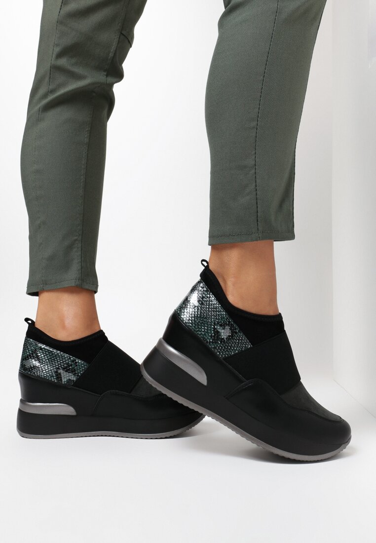 Czarno-Zielone Sneakersy Mapeloris