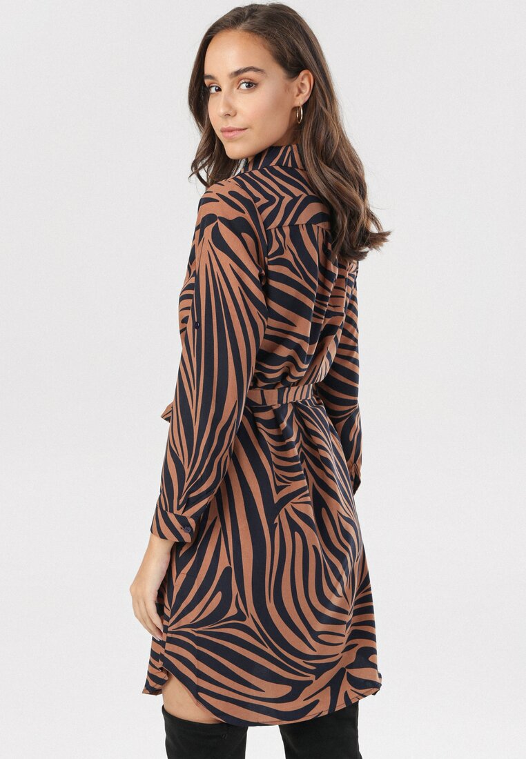 Granatowo-Brązowa Sukienka Resseris