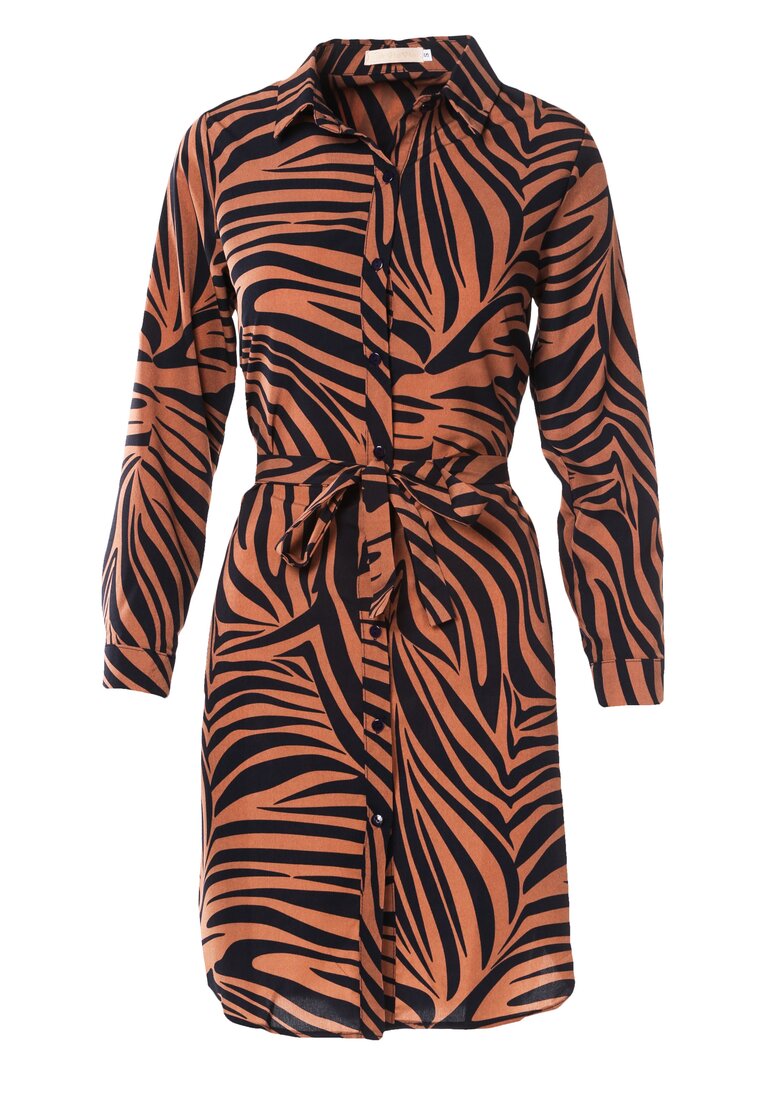 Granatowo-Brązowa Sukienka Resseris