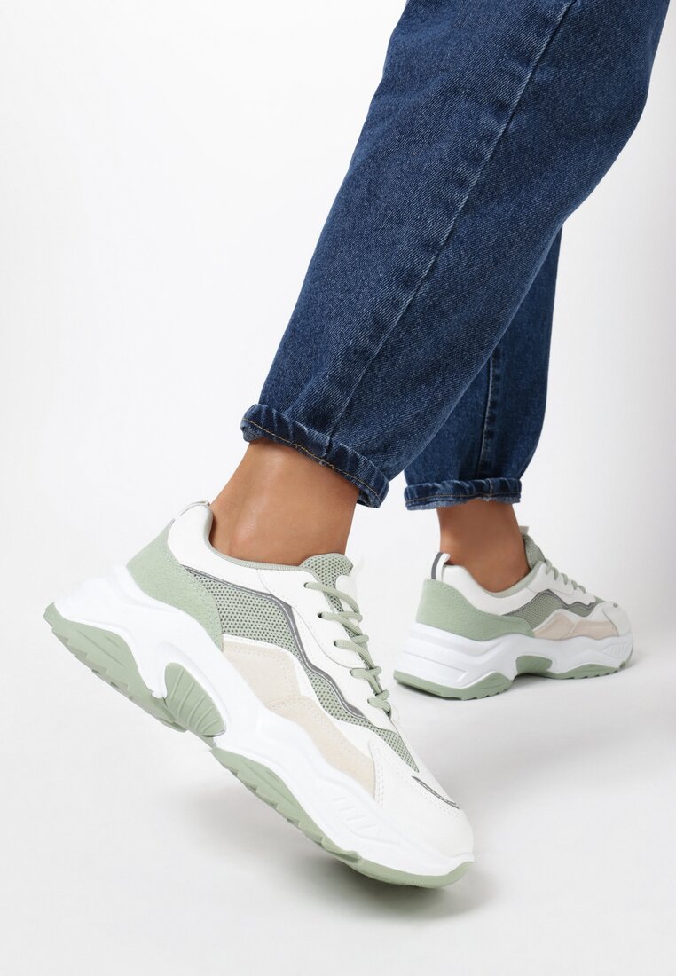 Biało-Zielone Sneakersy Shyess