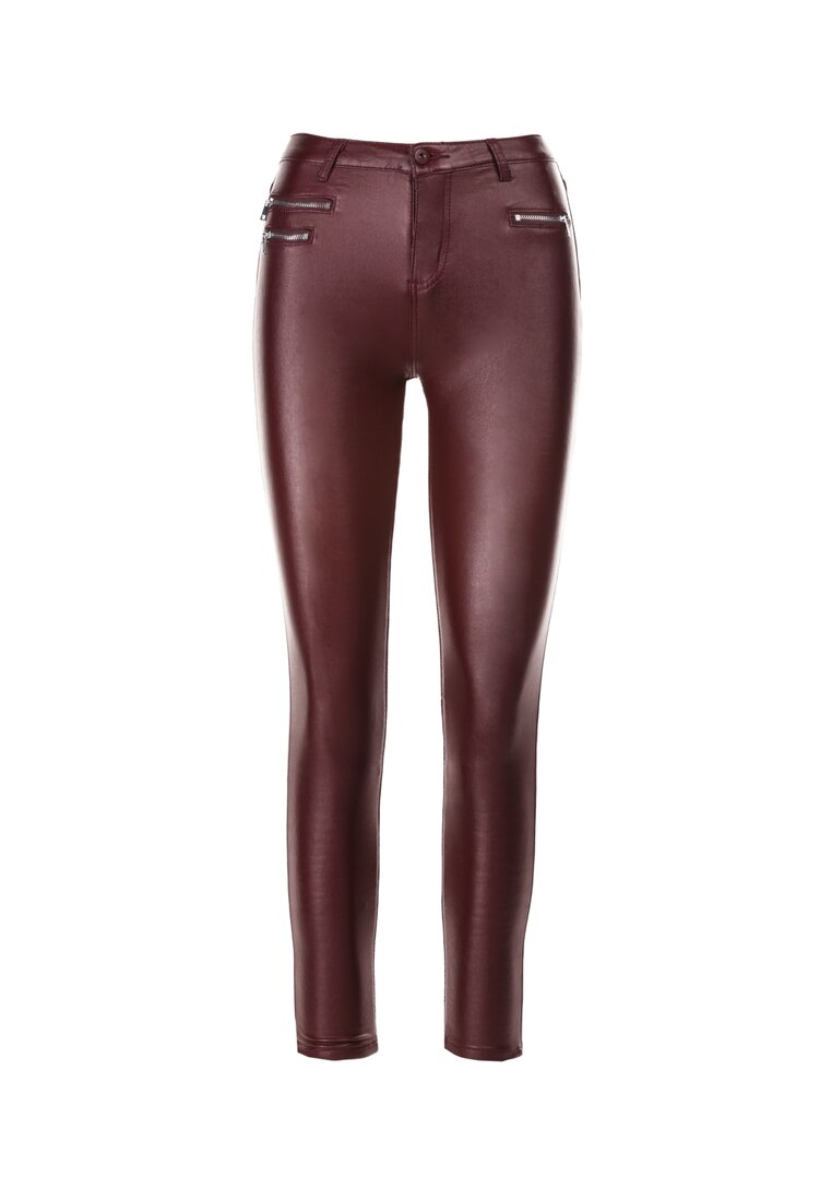 Bordowe Spodnie Skinny Klemene