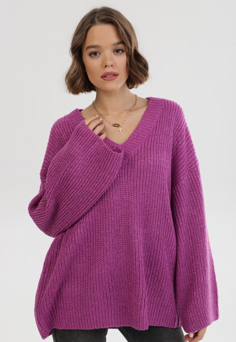 Fioletowy Sweter Z Wełną Fancyflash