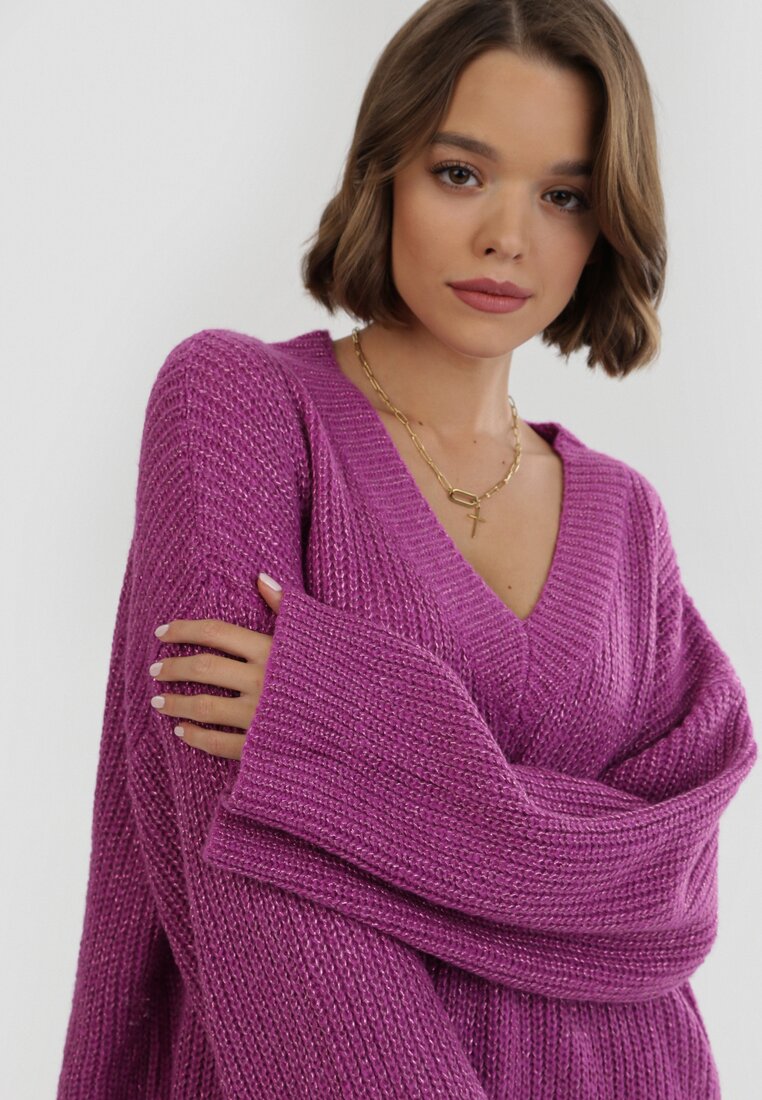 Fioletowy Sweter Z Wełną Fancyflash