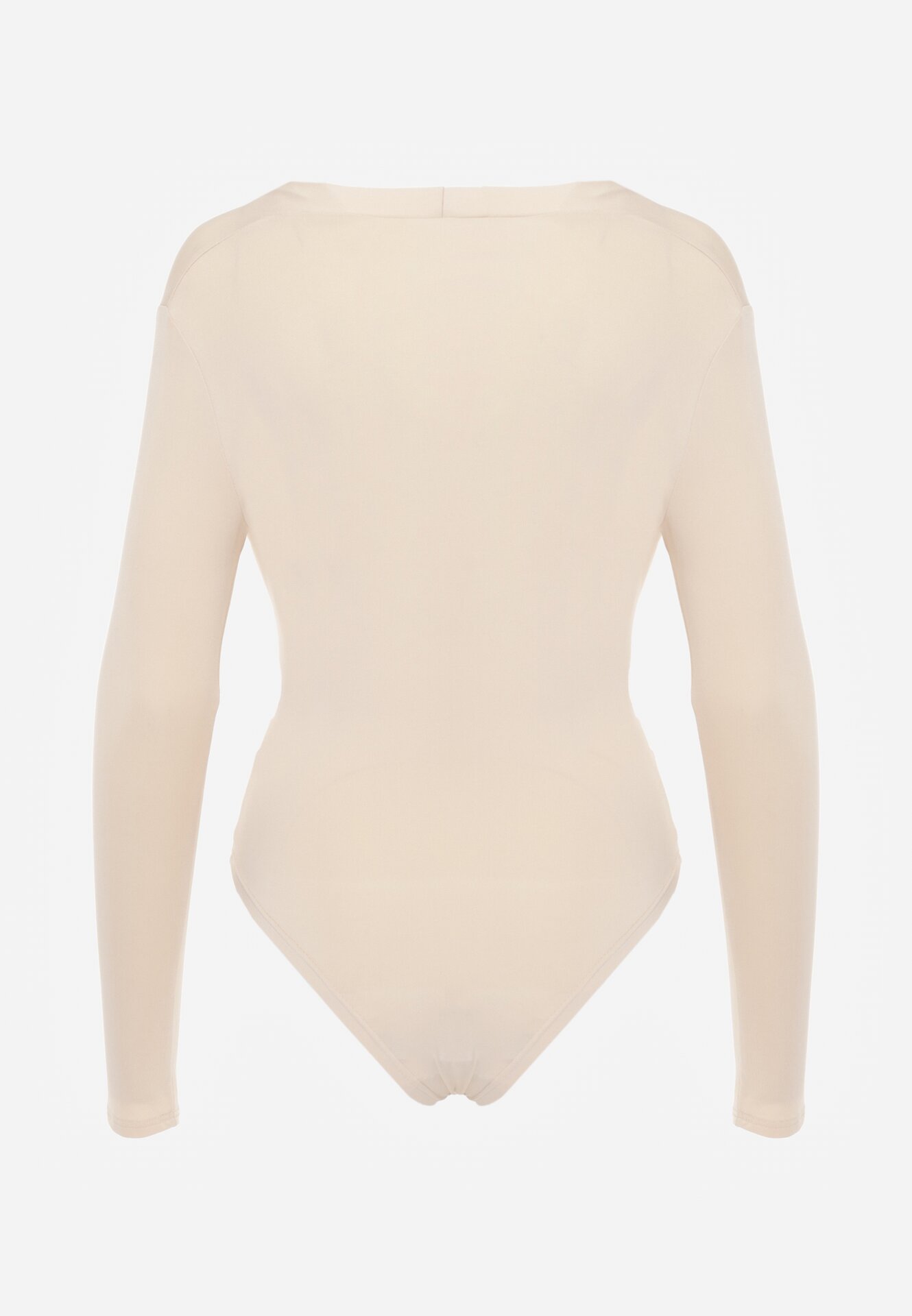 Jasnobeżowe Body z Wiskozą i Kopertowym Dekoltem Candletree