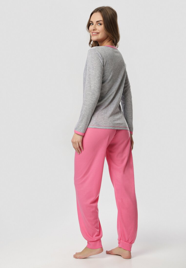 Różowo-Szary Komplet Piżamowy Coromelle