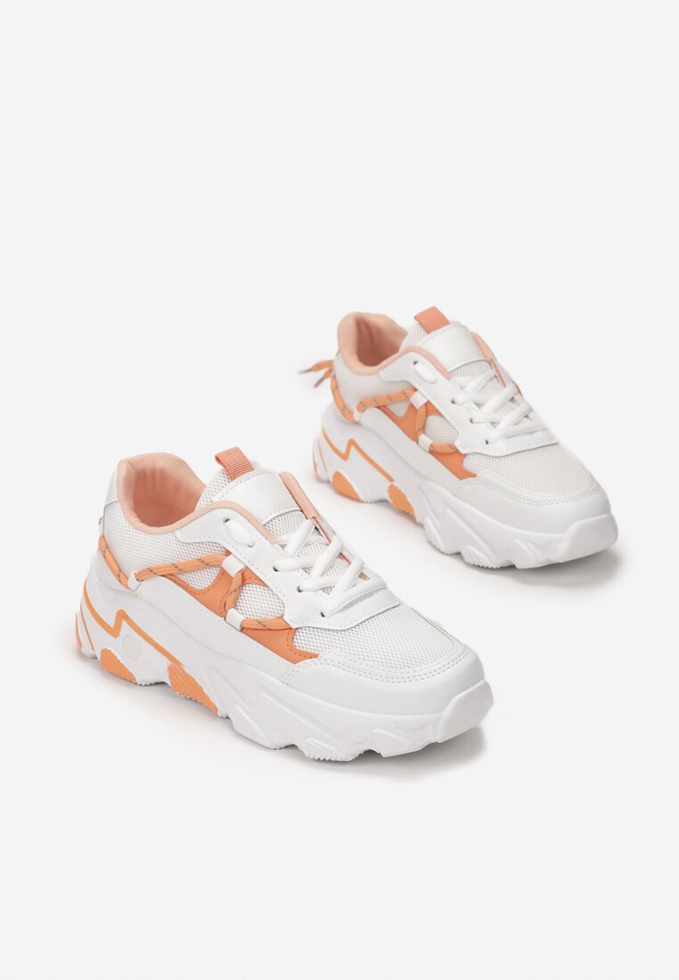Biało-Pomarańczowe Sneakersy Thanertes