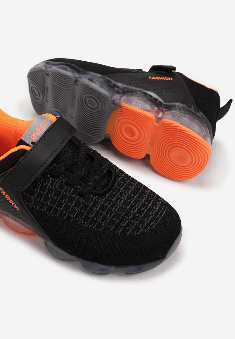 Czarno-Pomarańczowe Buty Sportowe LED Adoziophai
