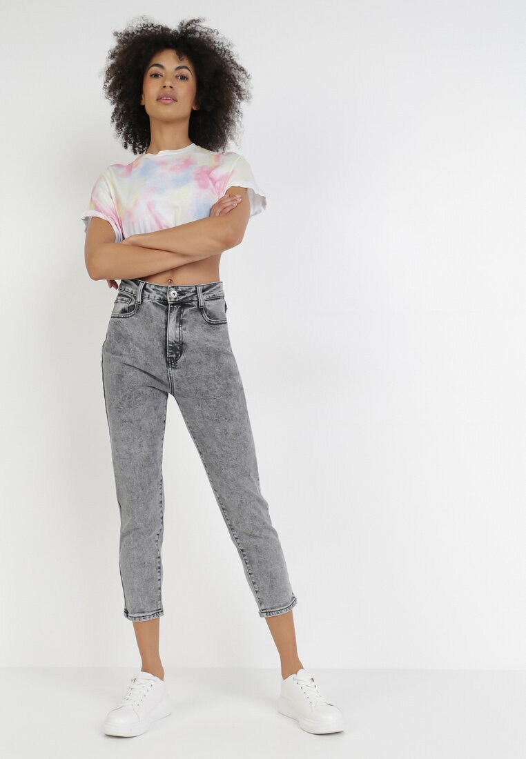 Ciemnoszare Jeansy Mom Fit Phikharei