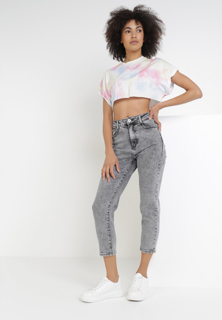 Ciemnoszare Jeansy Mom Fit Phikharei