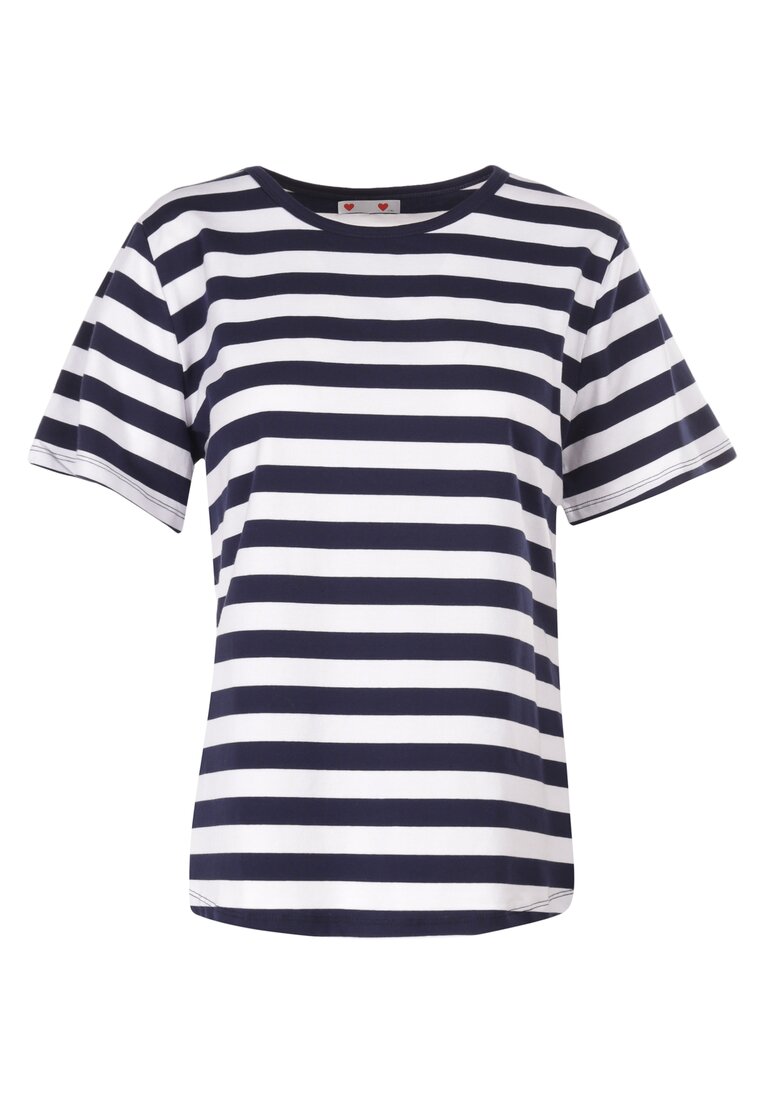 Granatowo-Biały T-shirt Lameriye