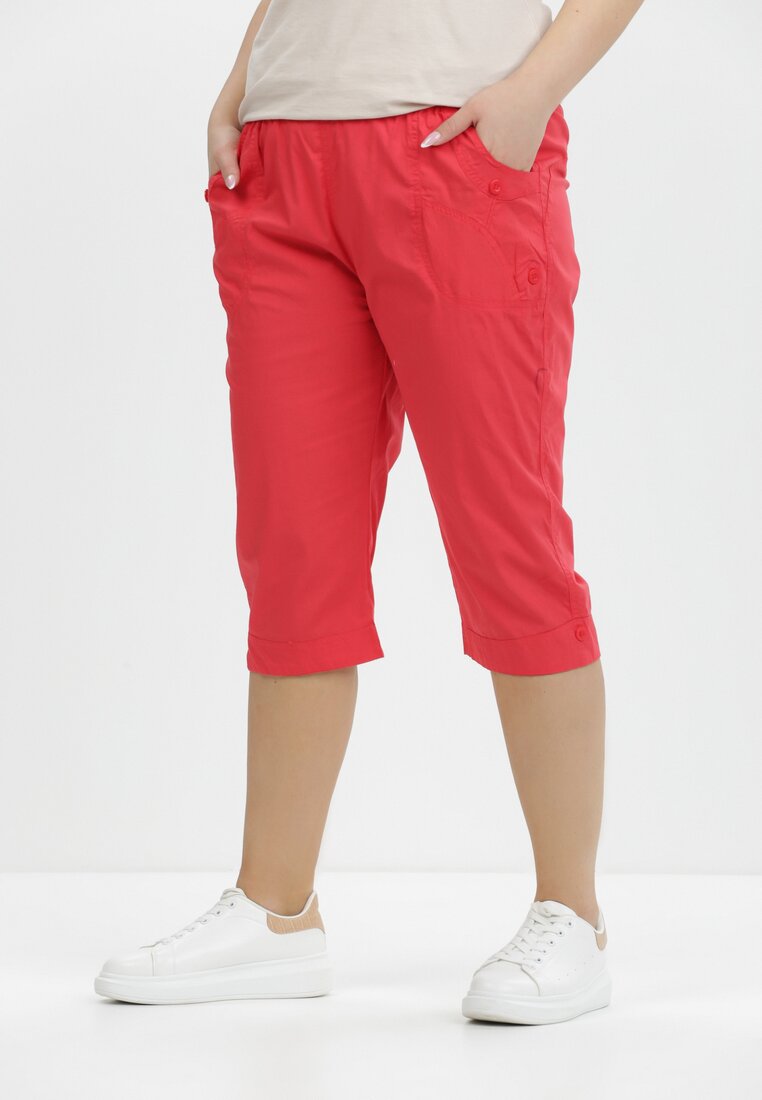 Czerwone Spodnie Zhaciane