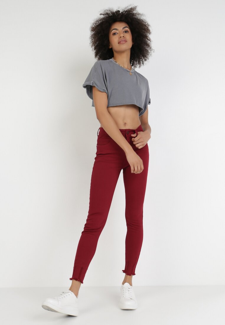 Bordowe Spodnie Skinny Dalinia