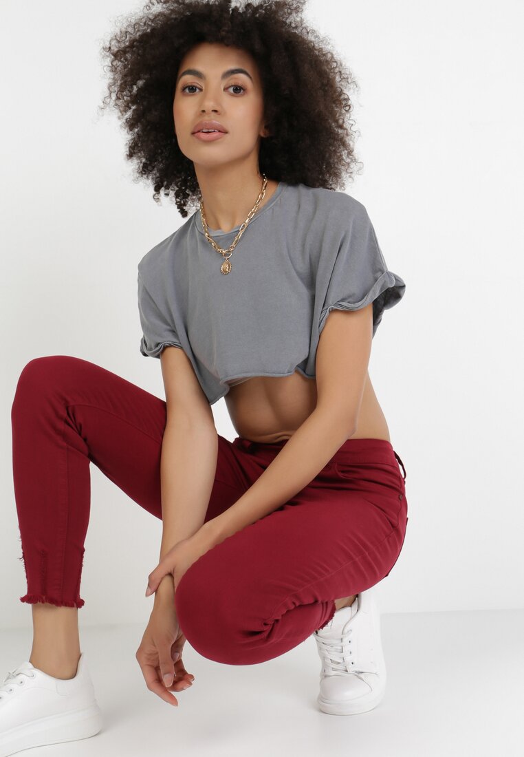Bordowe Spodnie Skinny Dalinia