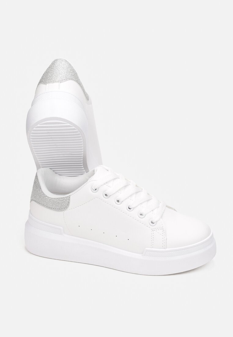 Biało-Srebrne Sneakersy Ashiphise
