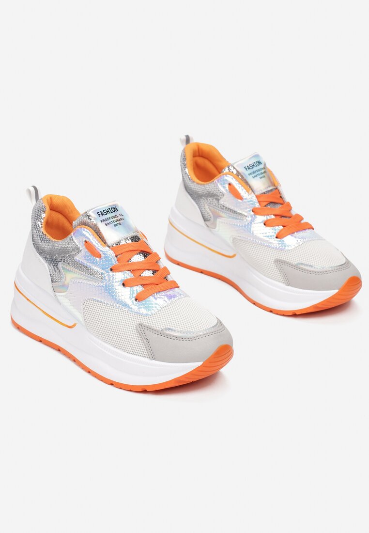 Biało-Pomarańczowe Sneakersy Hyrsya