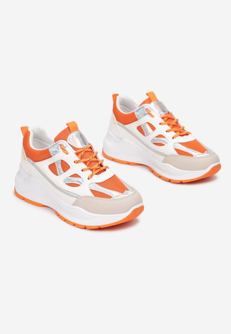 Biało-Pomarańczowe Sneakersy Xenielle