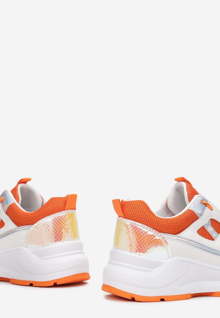 Biało-Pomarańczowe Sneakersy Xenielle