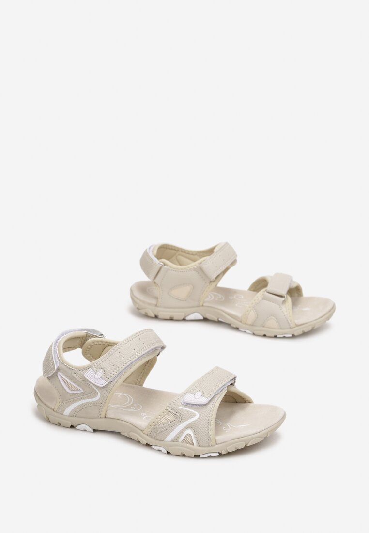 Beżowo-Białe Sandały Ginoryra