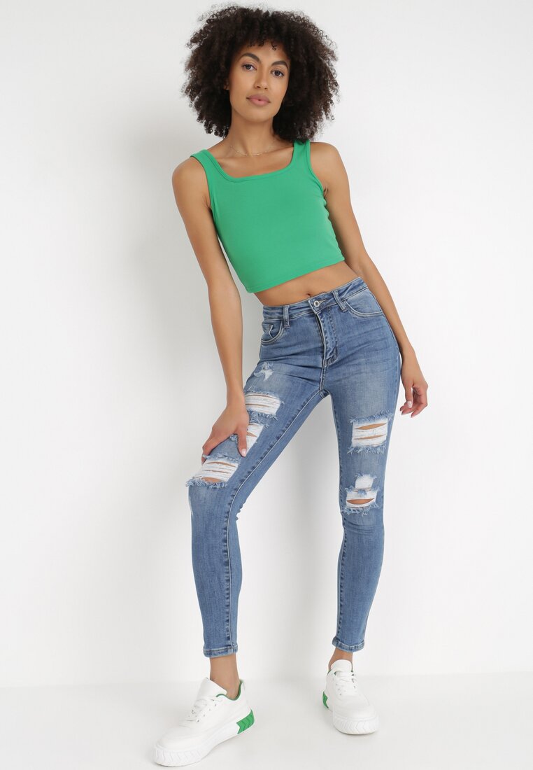 Niebieskie Jeansy Skinny Meninassa