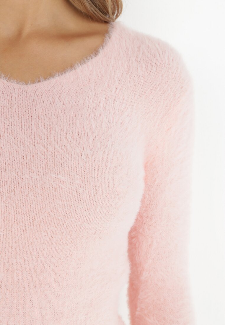 Jasnoróżowy Sweter Wełniany Panaris