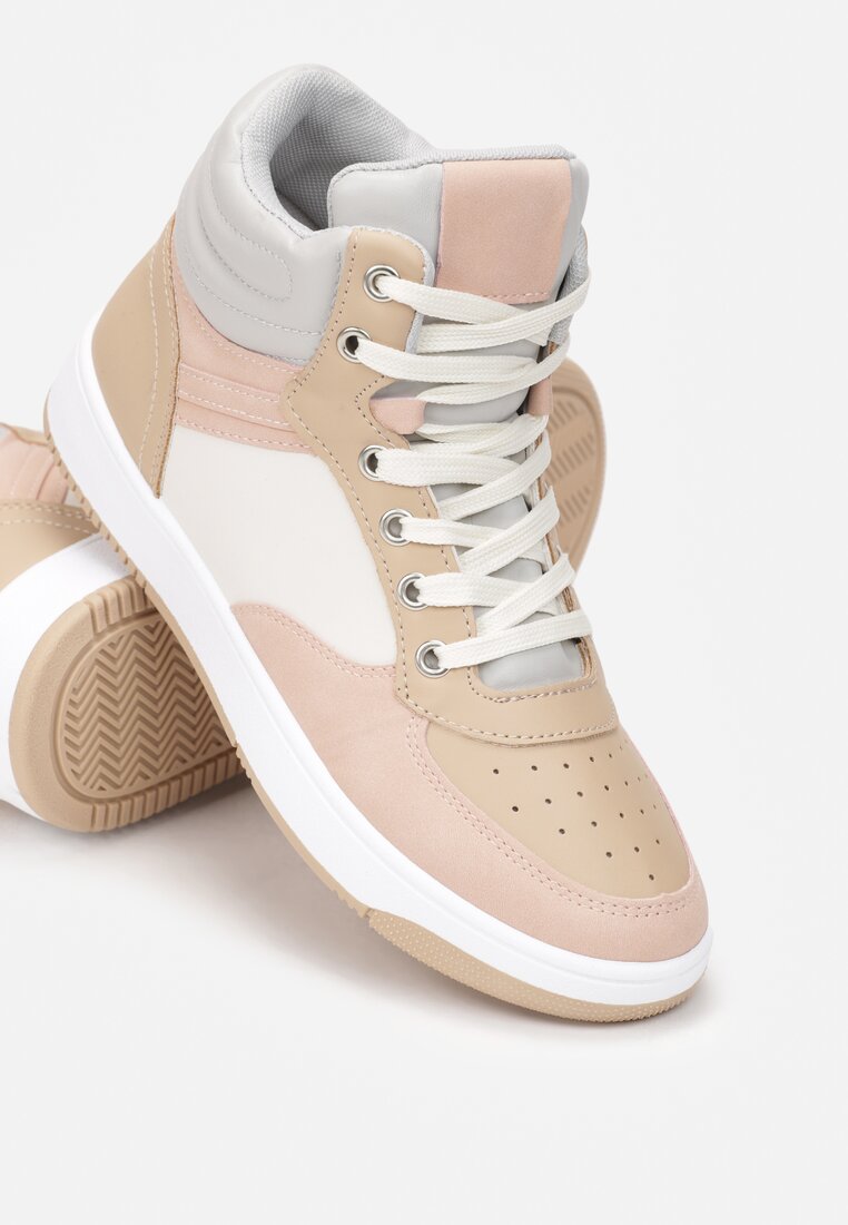 Beżowo-Różowe Sneakersy Achyse