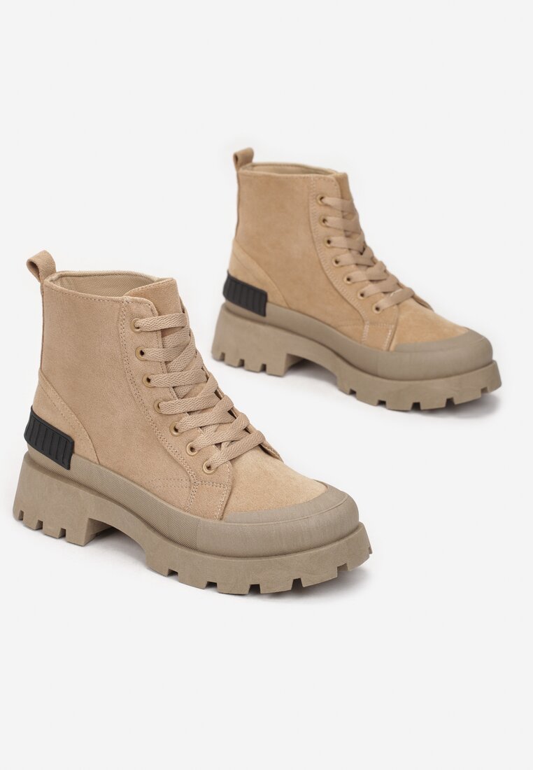 Ciemnobeżowe Botki Monope