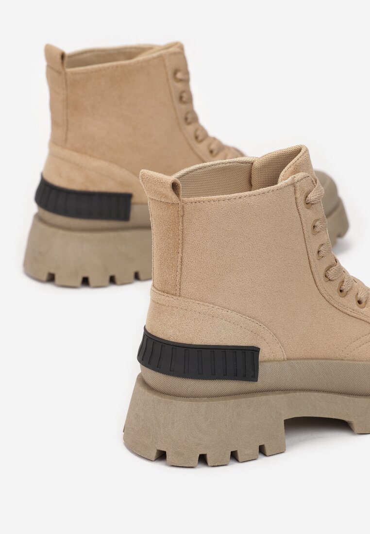 Ciemnobeżowe Botki Monope