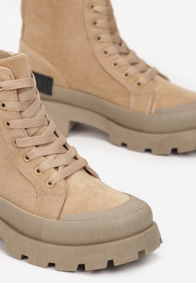 Ciemnobeżowe Botki Monope