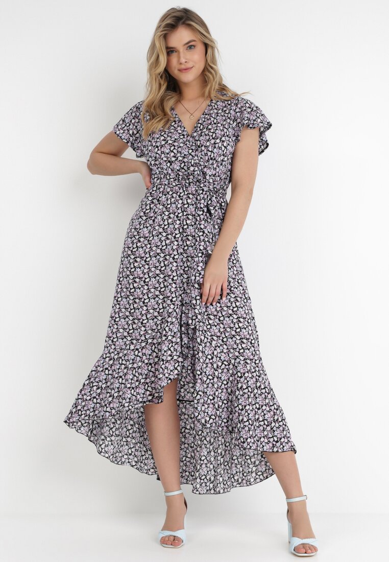 Czarno-Fioletowa Sukienka Naesede