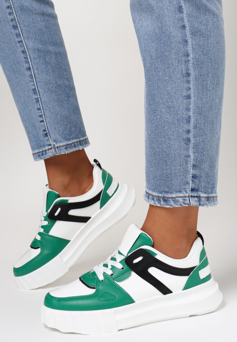 Biało-Zielone Sneakersy Erede