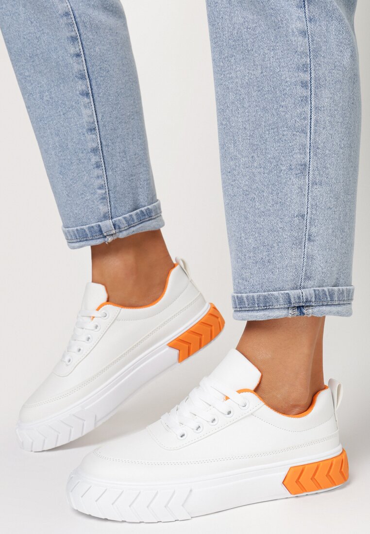 Biało-Pomarańczowe Sneakersy Pyrhanthe
