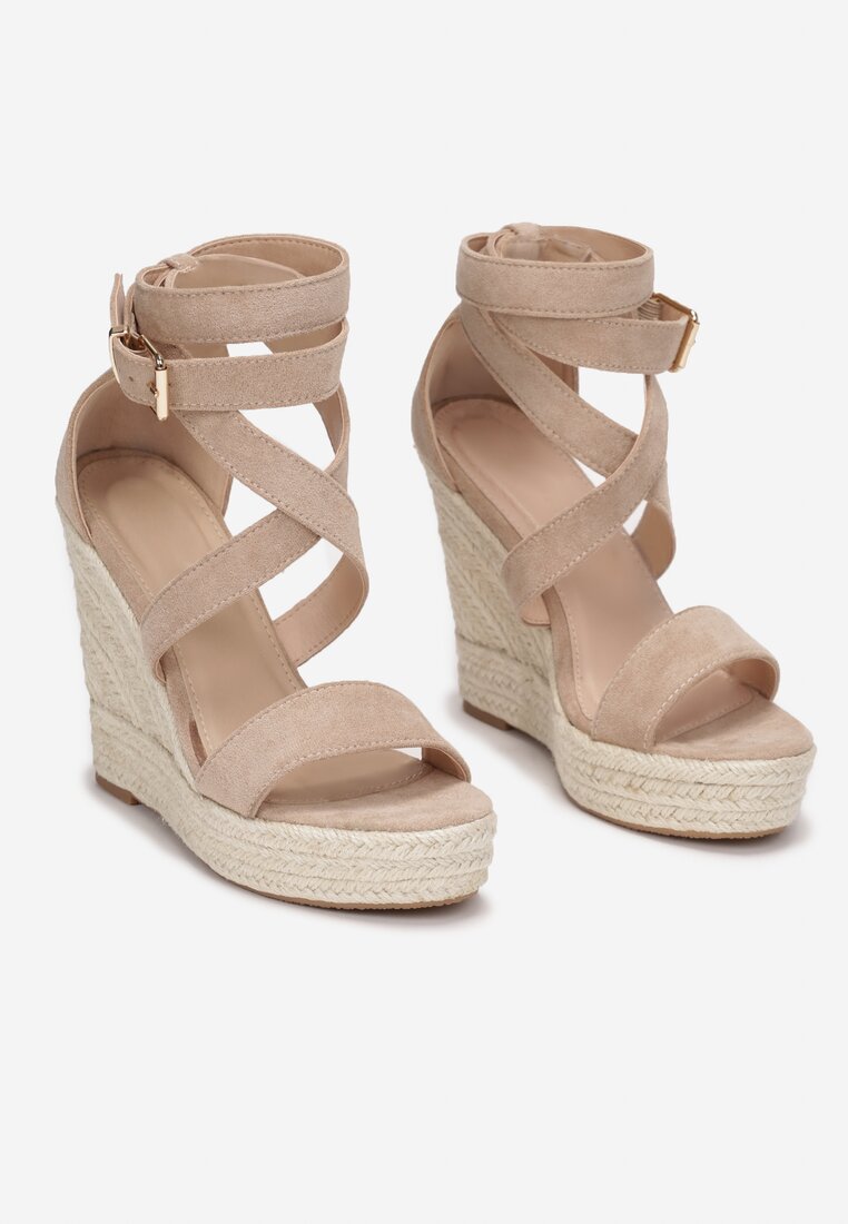 Ciemnobeżowe Sandały Asoinca