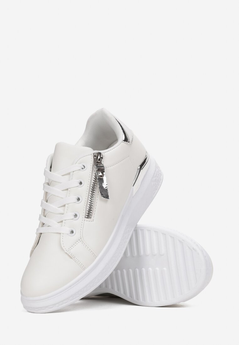 Biało-Srebrne Sneakersy Kaladia