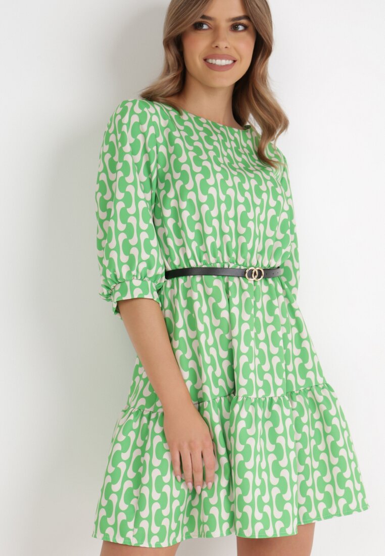 Zielona Sukienka z Paskiem Actiolea