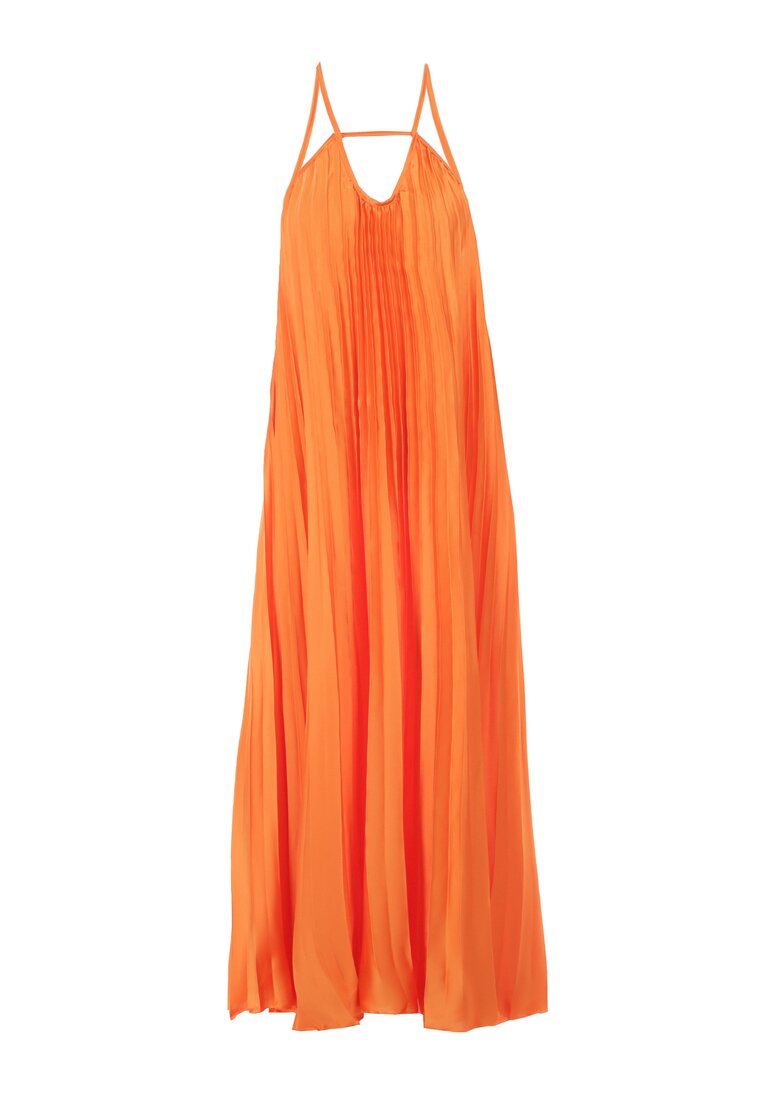 Pomarańczowa Sukienka Satynowa Canice