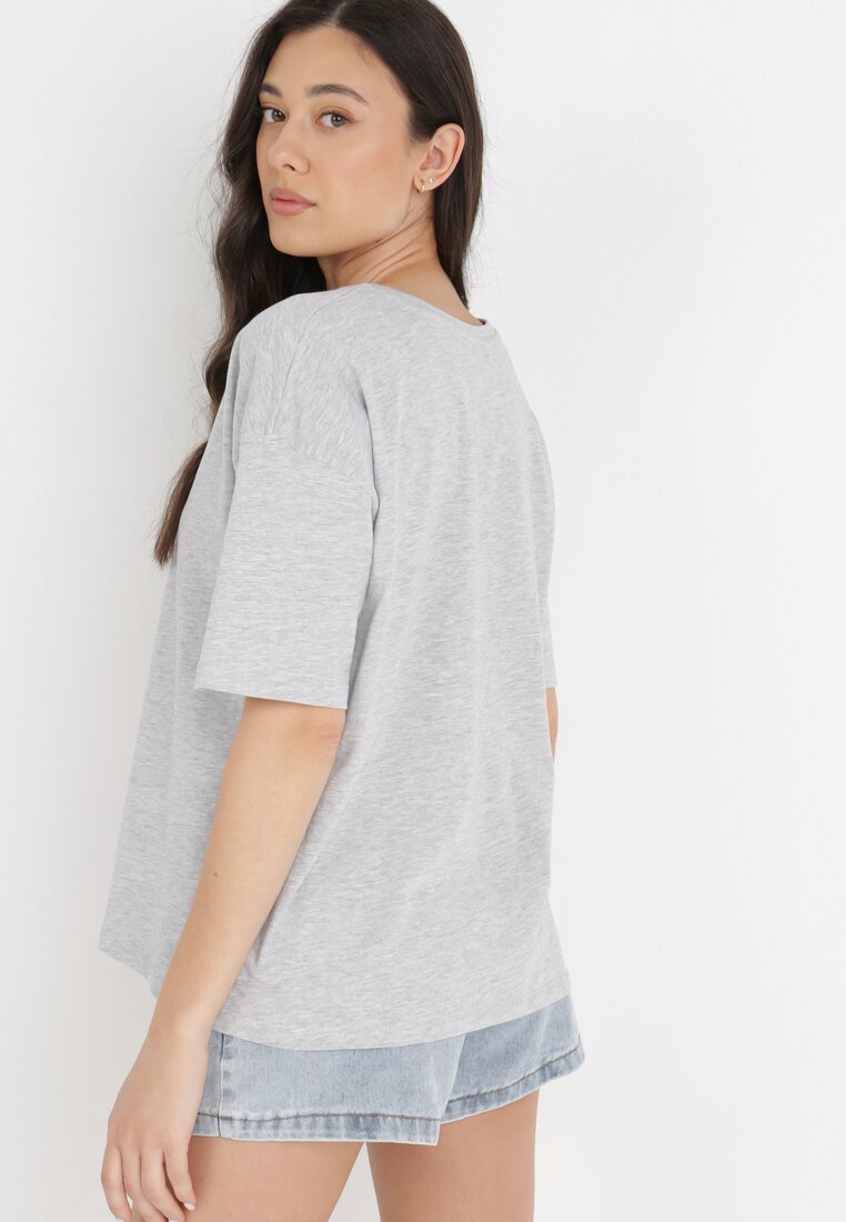 Jasnoszary T-shirt z Bawełny Phoebomeda