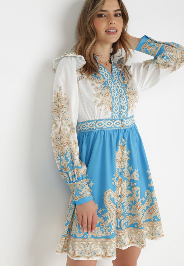 Biało-Niebieska Sukienka Phiniope