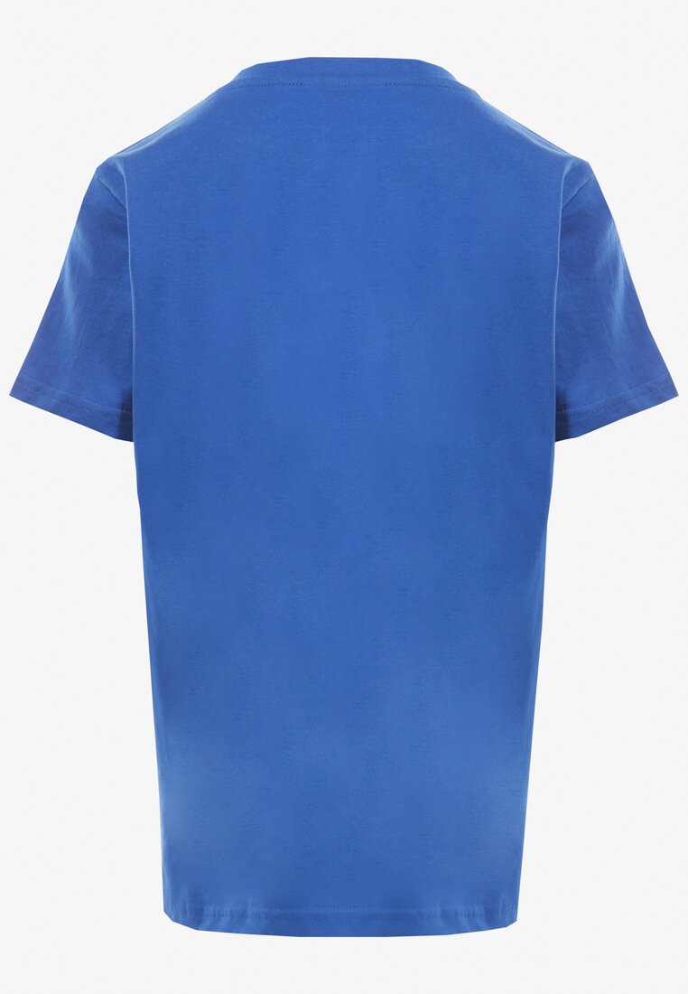 Niebieska T-shirt z Bawełny Haidippe