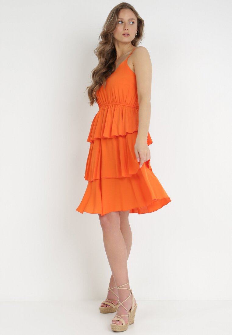 Pomarańczowa Sukienka z Wiskozy Kephassa