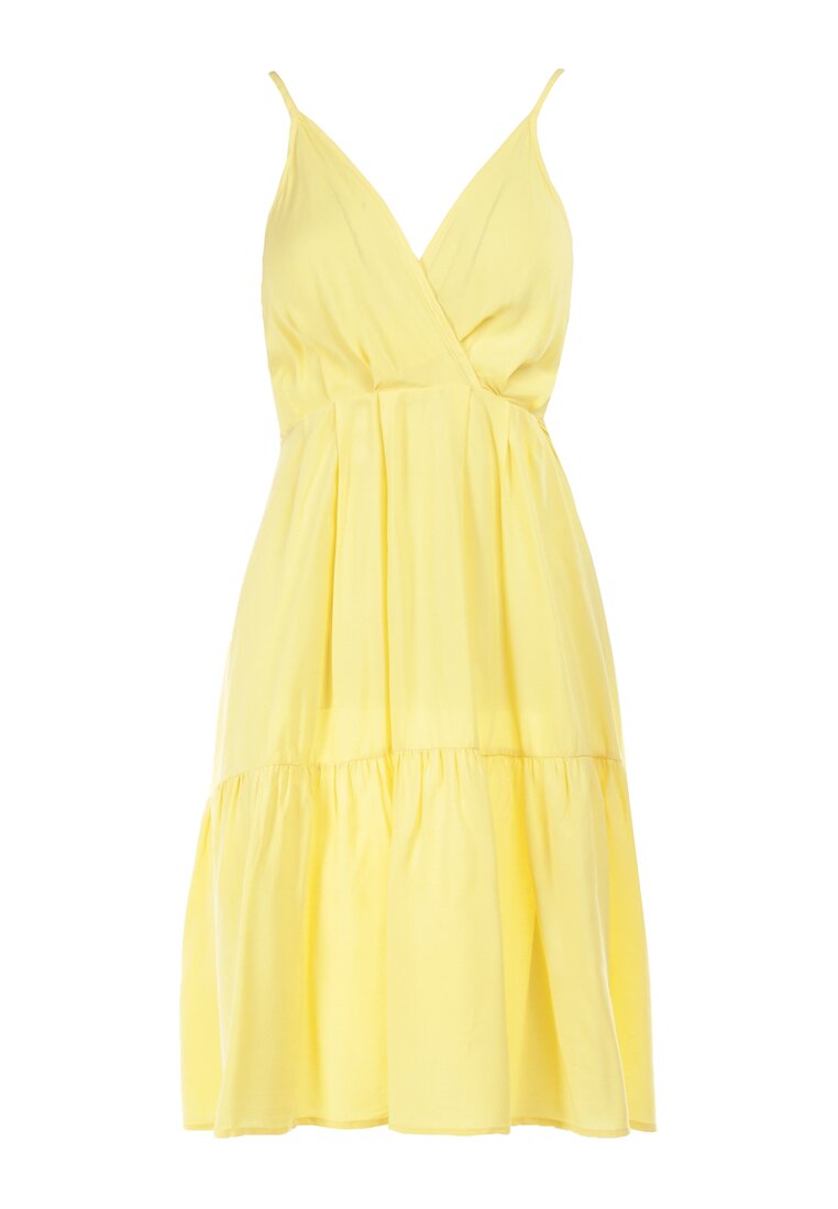 Żółta Sukienka z Wiskozy Aikena