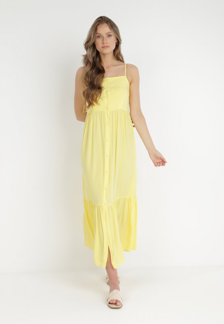Żółta Sukienka z Wiskozy Amarhinca