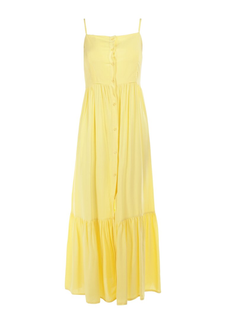 Żółta Sukienka z Wiskozy Amarhinca