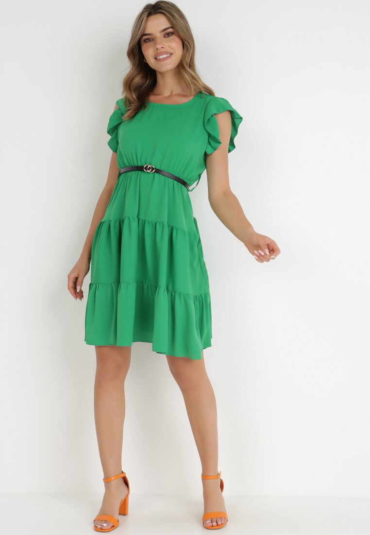 Zielona Sukienka z Paskiem Laodolea