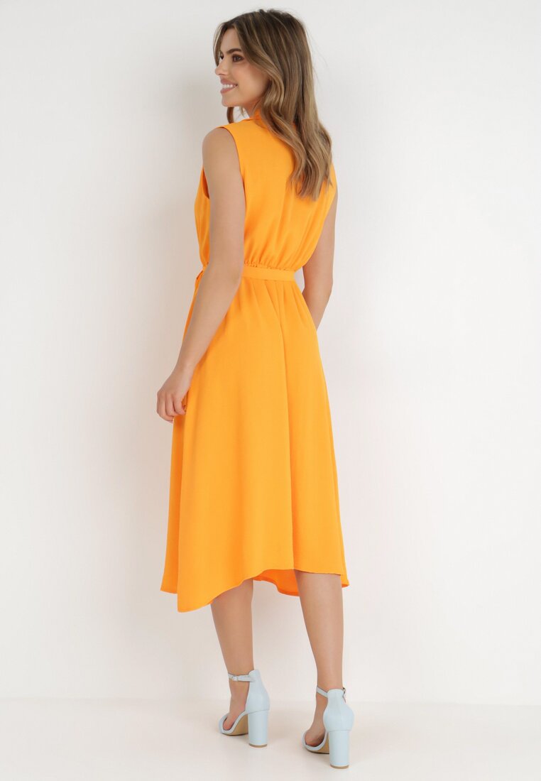 Pomarańczowa Sukienka z Paskiem Kydasia