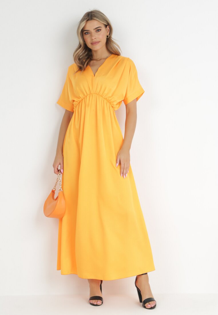 Pomarańczowa Sukienka Satynowa Alemyllis