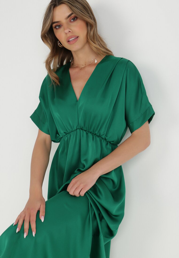Zielona Sukienka Satynowa Alemyllis