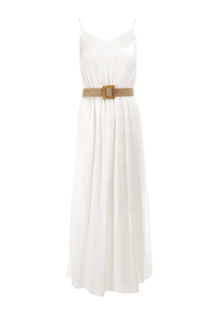 Biała Sukienka z Paskiem Chrysaleia