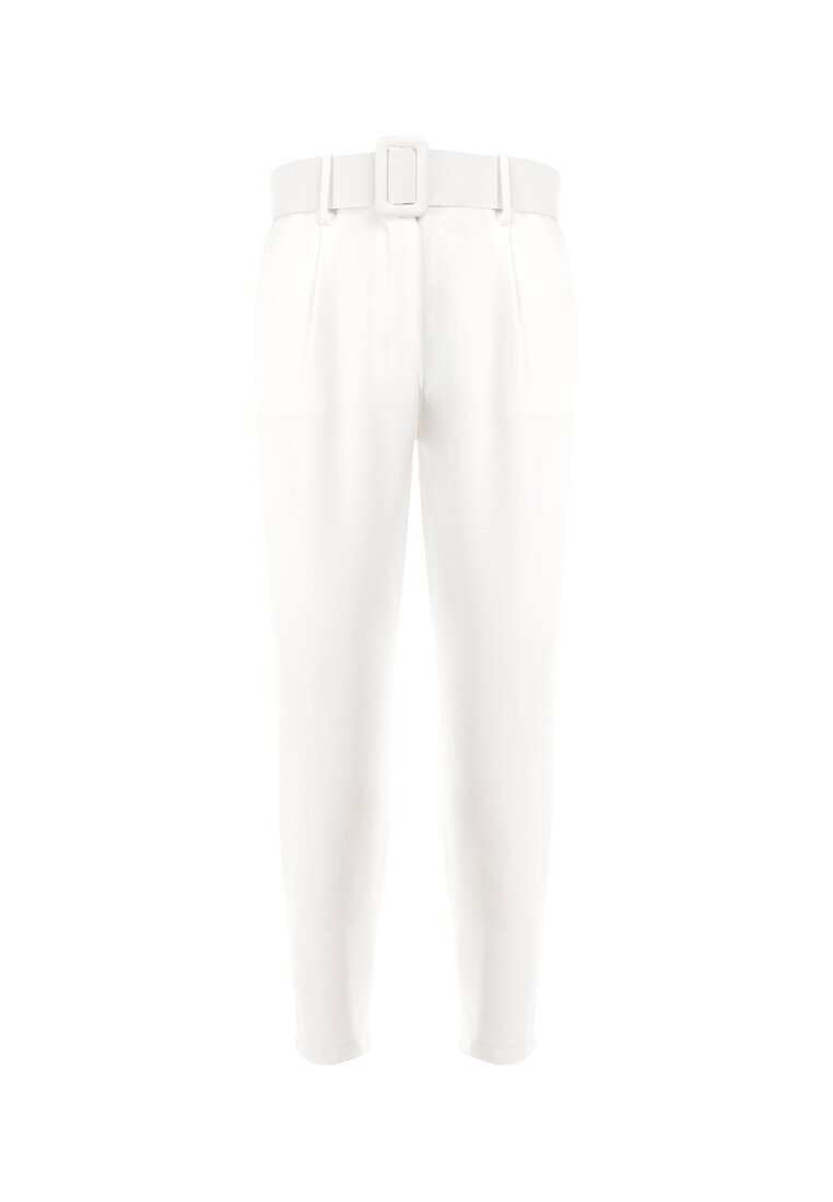 Białe Spodnie z Paskiem Ioleina