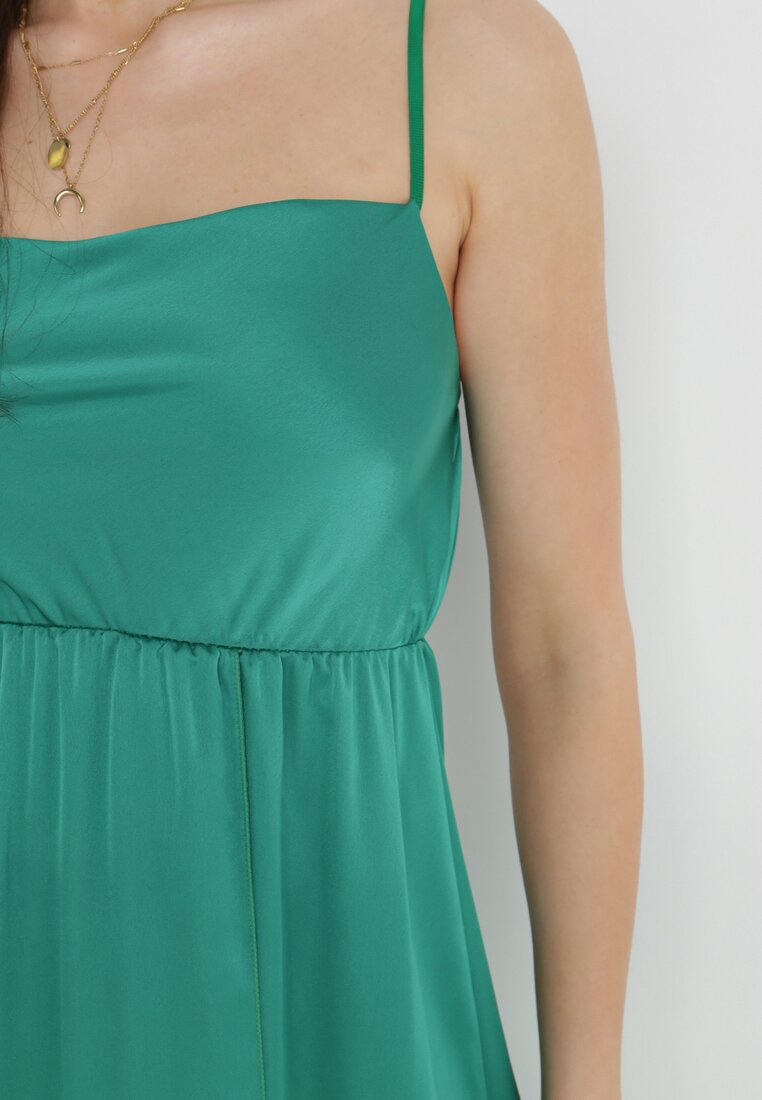 Zielona Sukienka Satynowa Rhodadia